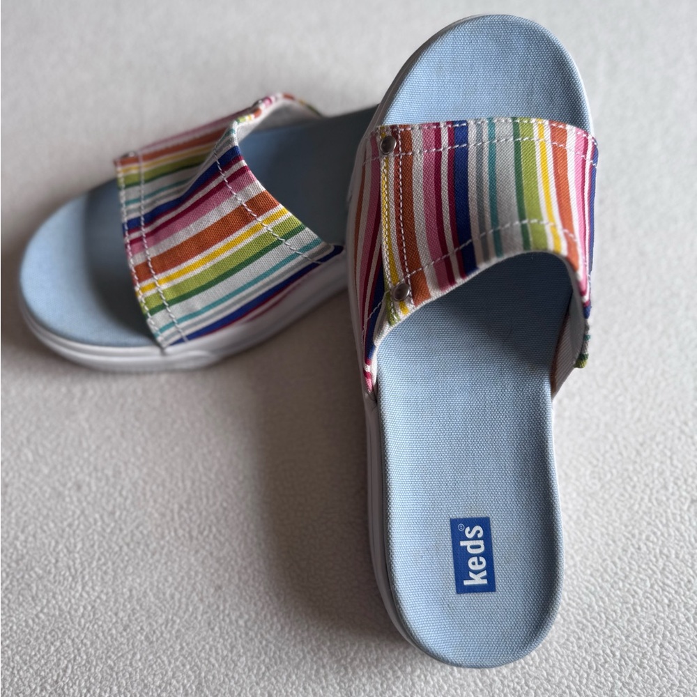 Keds Canvas Jetty Slide On Sandals Rainbow Women’s Shoes Size 7